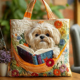 Τσάντα Χειροποίητη Shih Tzu, βιβλία και λουλούδια – Ιδέα Δώρου