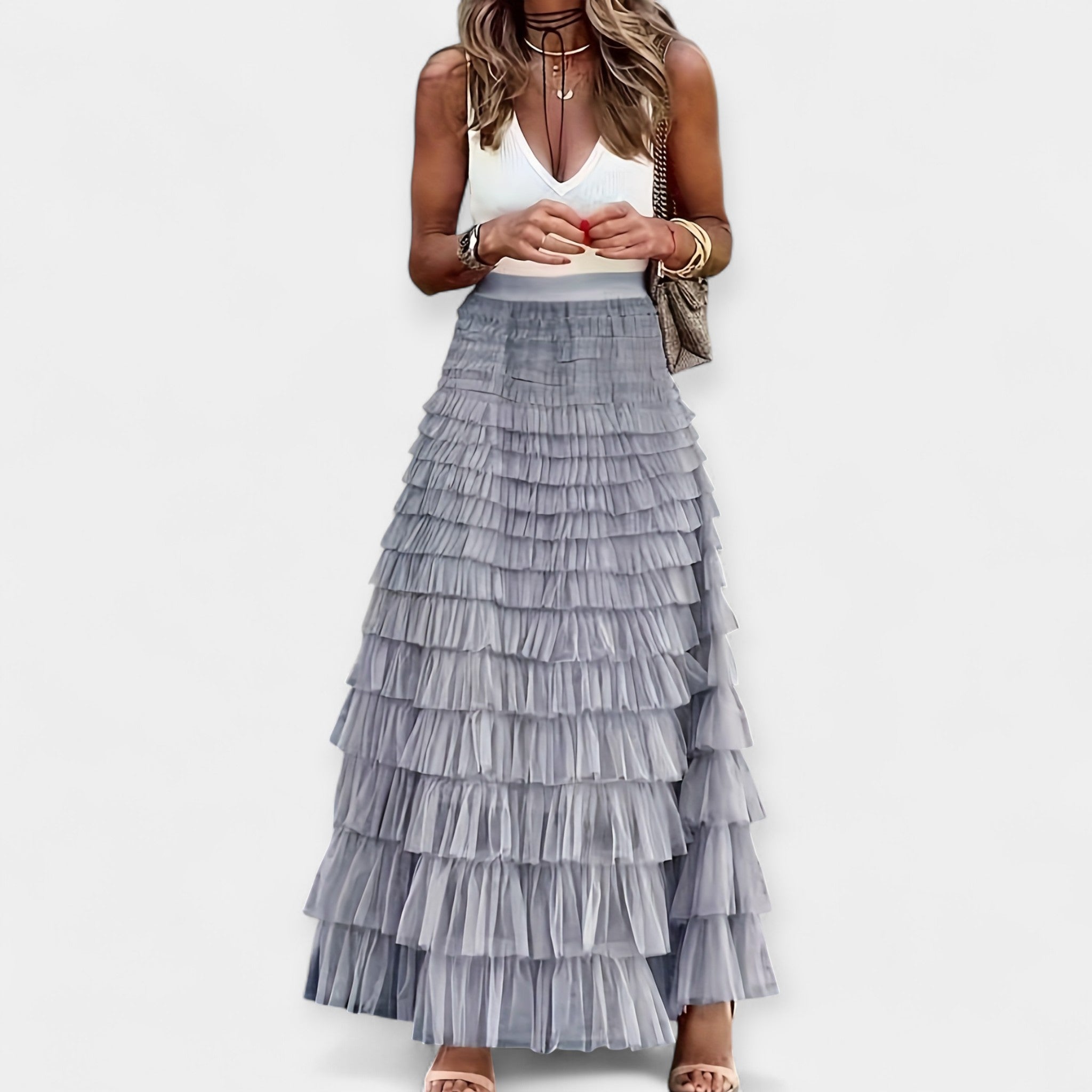 Φούστα Boho με Σατέν Φινίρισμα