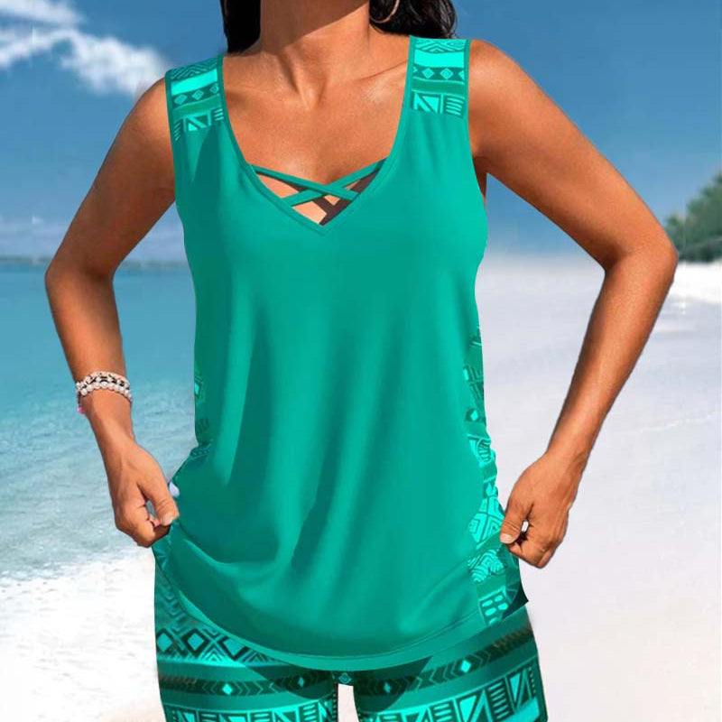 Márcia - Μπάνιο Tankini με γεωμετρικό σχέδιο
