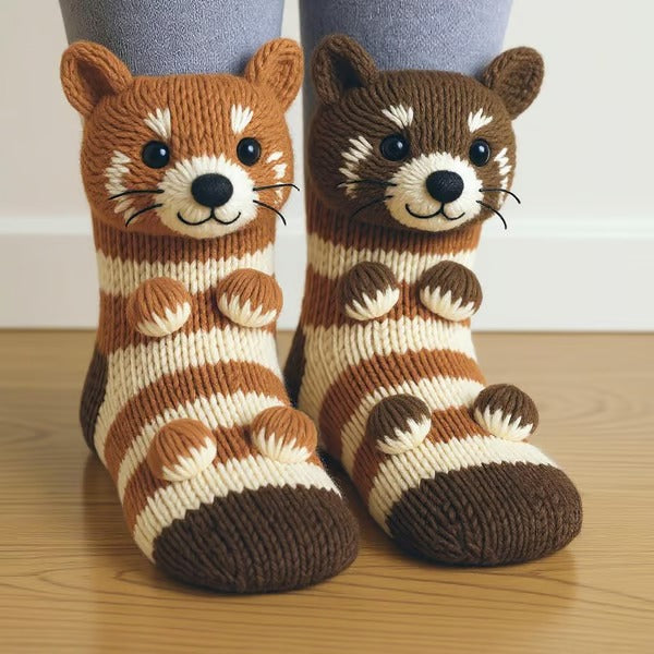 Daniela | Μαλακές Κάλτσες Πλεκτές με Ζώα 3D