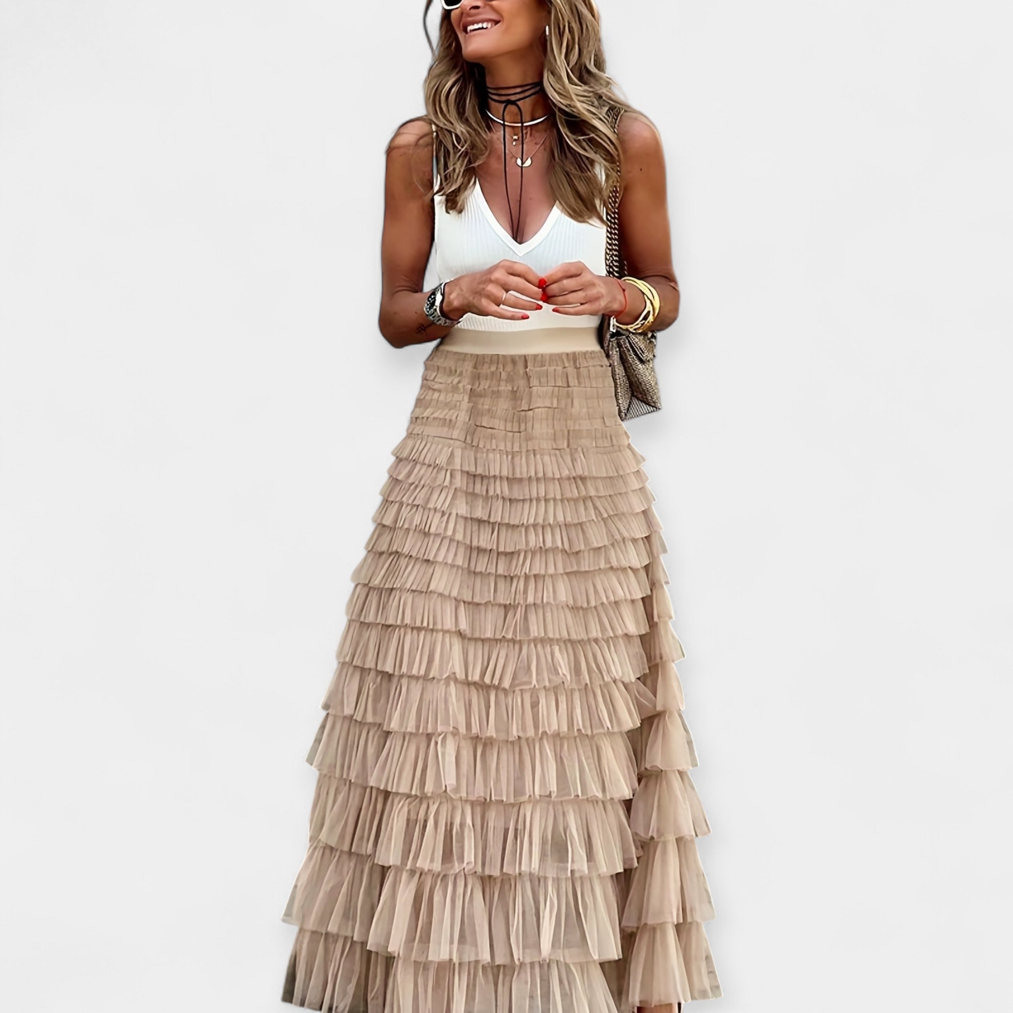 Φούστα Boho με Σατέν Φινίρισμα
