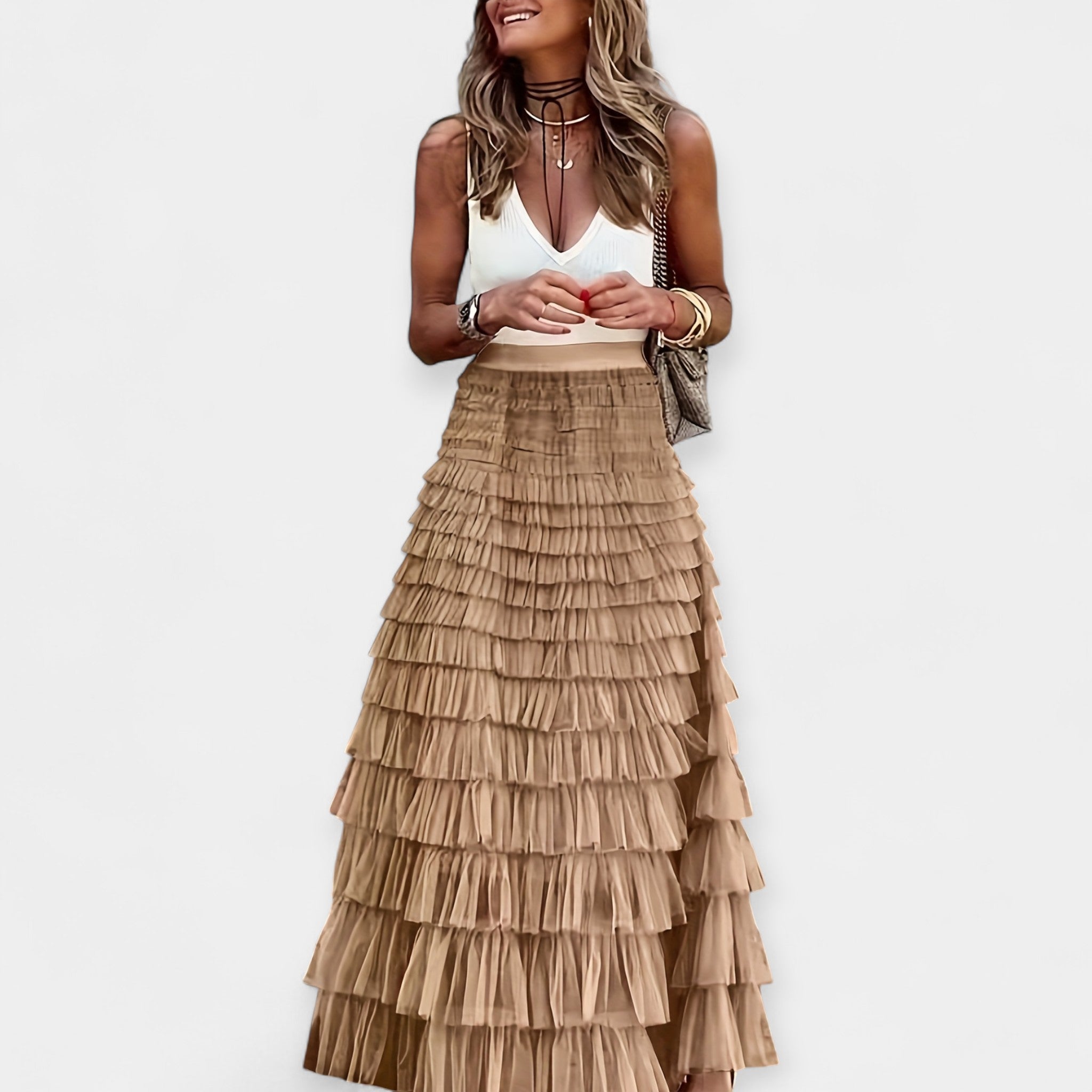 Φούστα Boho με Σατέν Φινίρισμα