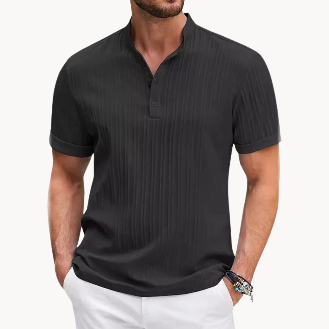 Καμπαρτίνα Henley - Κοντό Πλακέ Μπουτόν