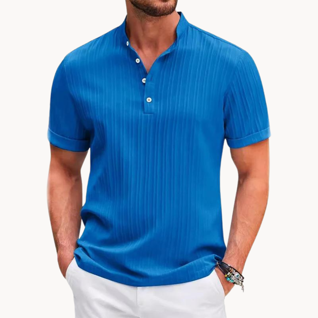 Καμπαρτίνα Henley - Κοντό Πλακέ Μπουτόν
