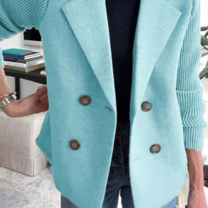 Λουίσα | Παλτό από Μαλλί με Λαπάκια και Μανίκια από Πλεκτό