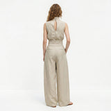 Madalena | Σετ Premium Λινό με Ψηλό Γιακά και Παντελόνια Wide Leg