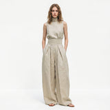 Madalena | Σετ Premium Λινό με Ψηλό Γιακά και Παντελόνια Wide Leg