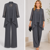 Elodie™ | Ρο flowing Jacket & Παντελόνι Wide-Leg Set
