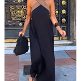 Filipa | Maxi Φόρεμα με Διαγώνιο Ντεκολτέ σε Αντίθεση
