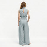 Madalena | Σετ Premium Λινό με Ψηλό Γιακά και Παντελόνια Wide Leg